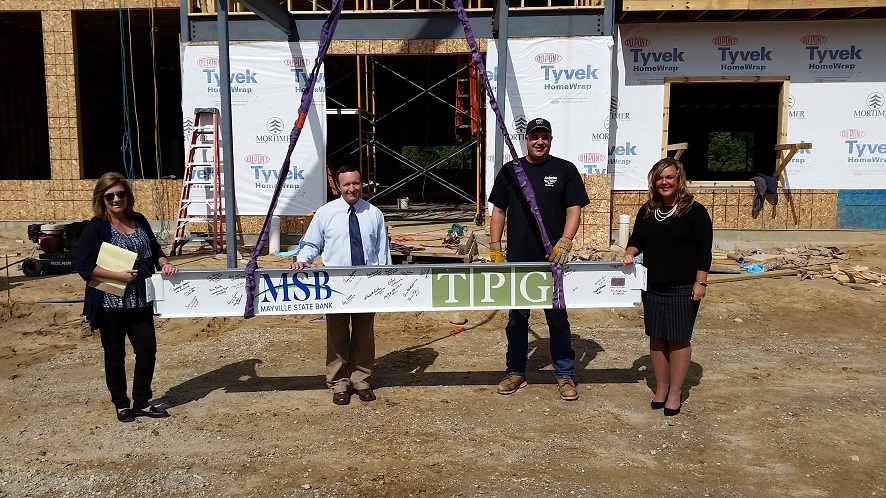 Steel Beam Signed by Mayville State Bank Personnel